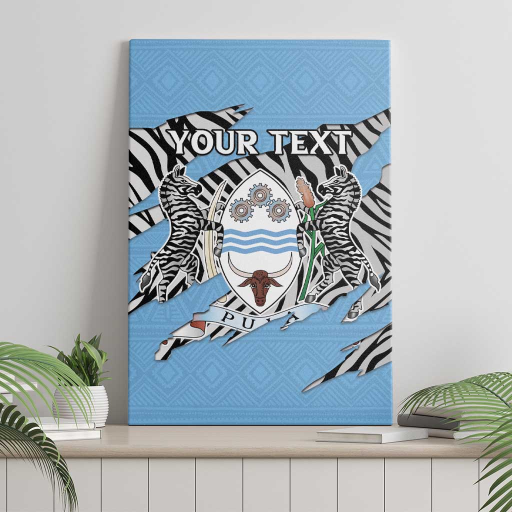 Personalized Botswana Canvas Wall Art Coat Of Arms With Map - African and Zebra Patterns