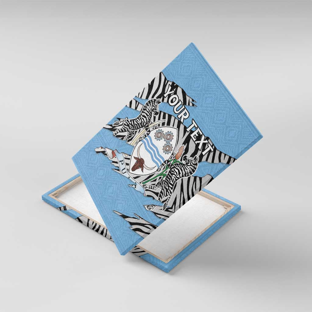 Personalized Botswana Canvas Wall Art Coat Of Arms With Map - African and Zebra Patterns