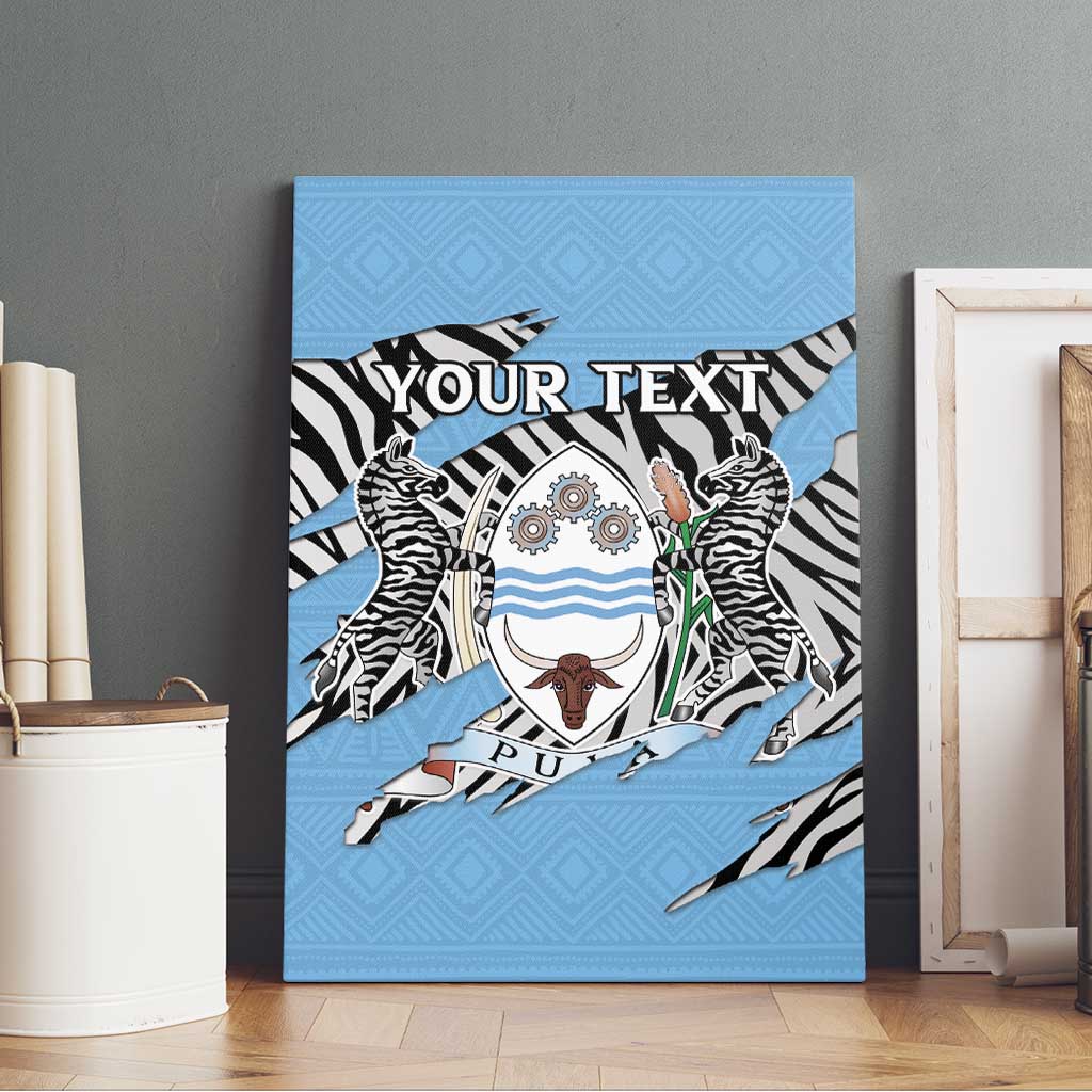 Personalized Botswana Canvas Wall Art Coat Of Arms With Map - African and Zebra Patterns