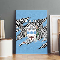 Personalized Botswana Canvas Wall Art Coat Of Arms With Map - African and Zebra Patterns