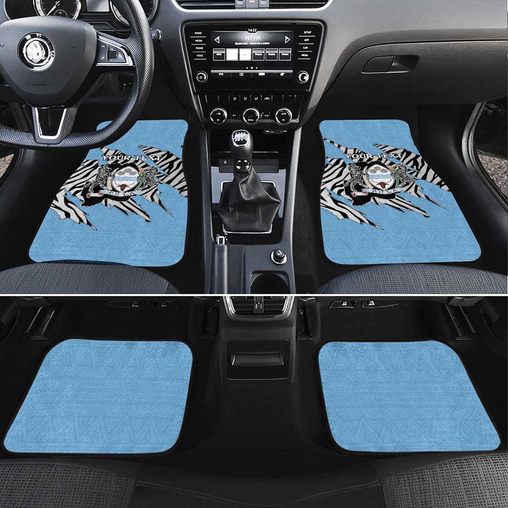 Personalized Botswana Car Mats Coat Of Arms With Map - African and Zebra Patterns