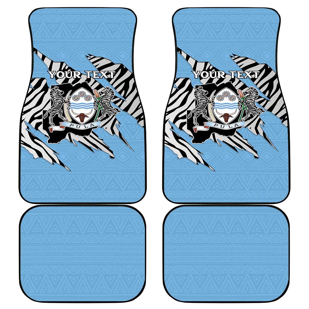 Personalized Botswana Car Mats Coat Of Arms With Map - African and Zebra Patterns