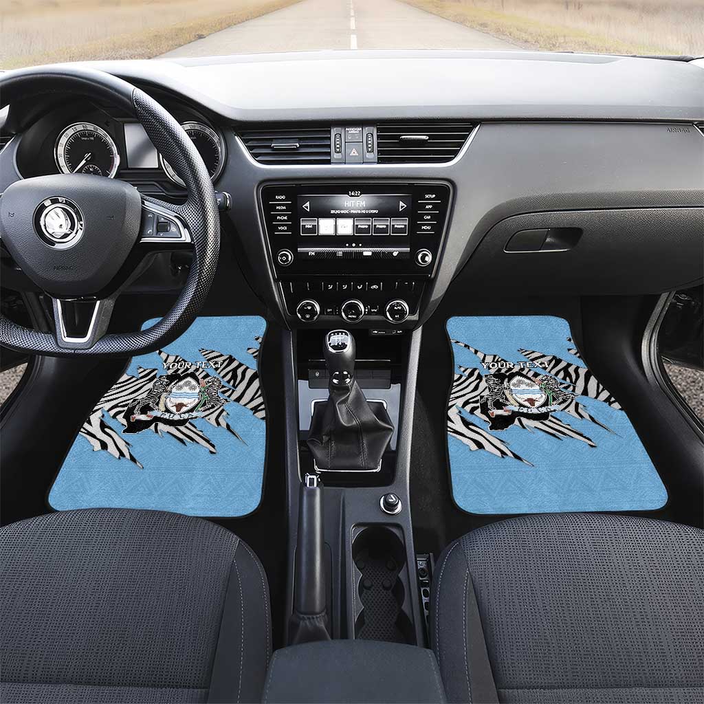 Personalized Botswana Car Mats Coat Of Arms With Map - African and Zebra Patterns