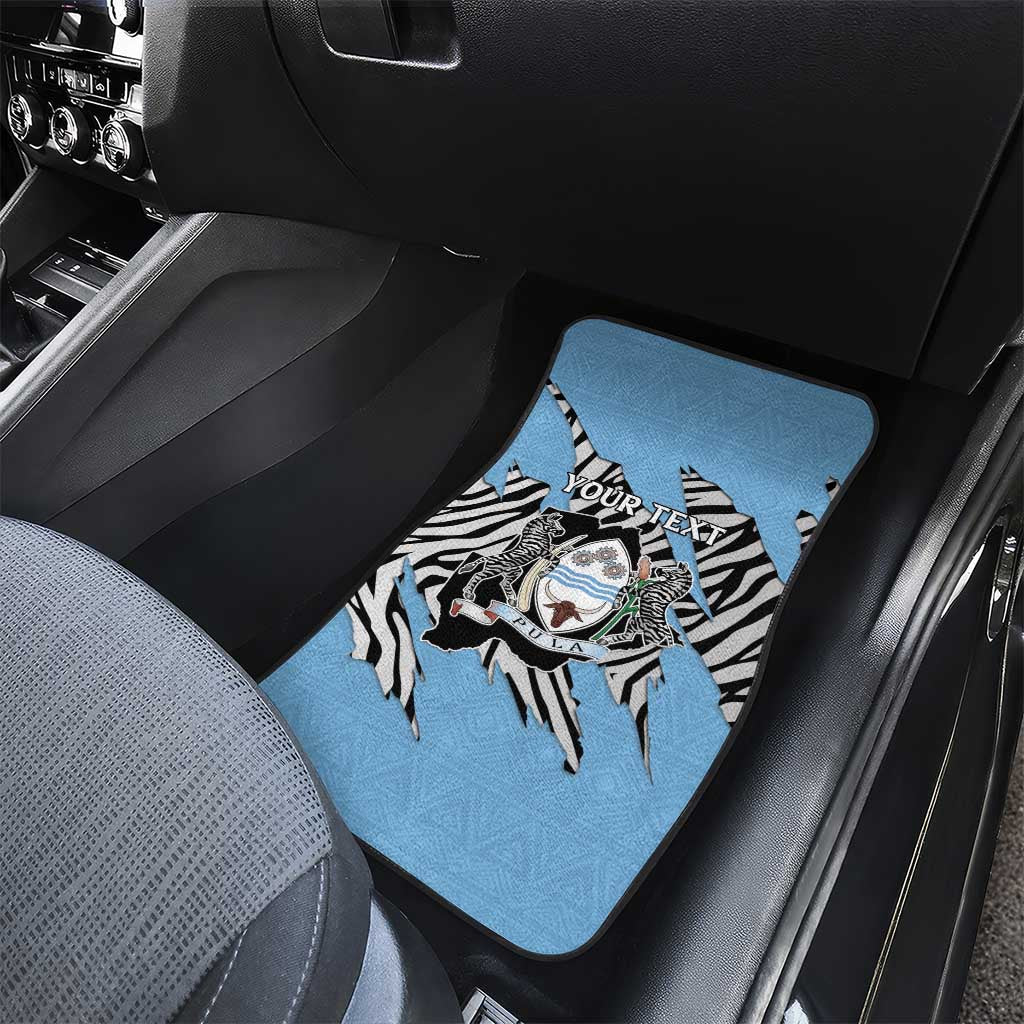 Personalized Botswana Car Mats Coat Of Arms With Map - African and Zebra Patterns