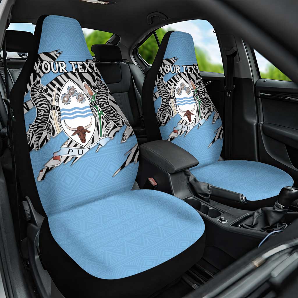 Personalized Botswana Car Seat Cover Coat Of Arms With Map - African and Zebra Patterns