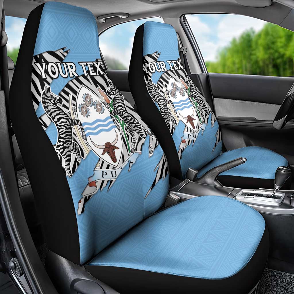 Personalized Botswana Car Seat Cover Coat Of Arms With Map - African and Zebra Patterns