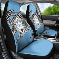Personalized Botswana Car Seat Cover Coat Of Arms With Map - African and Zebra Patterns