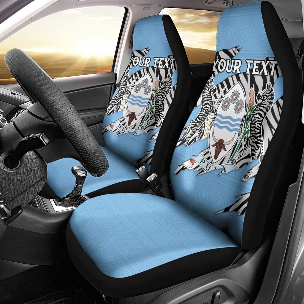 Personalized Botswana Car Seat Cover Coat Of Arms With Map - African and Zebra Patterns