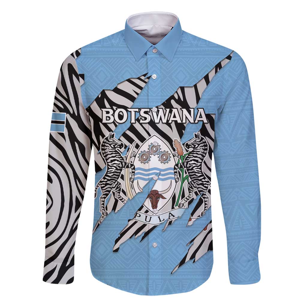 Personalized Botswana Family Matching Off Shoulder Maxi Dress and Hawaiian Shirt Coat Of Arms With Map - African and Zebra Patterns