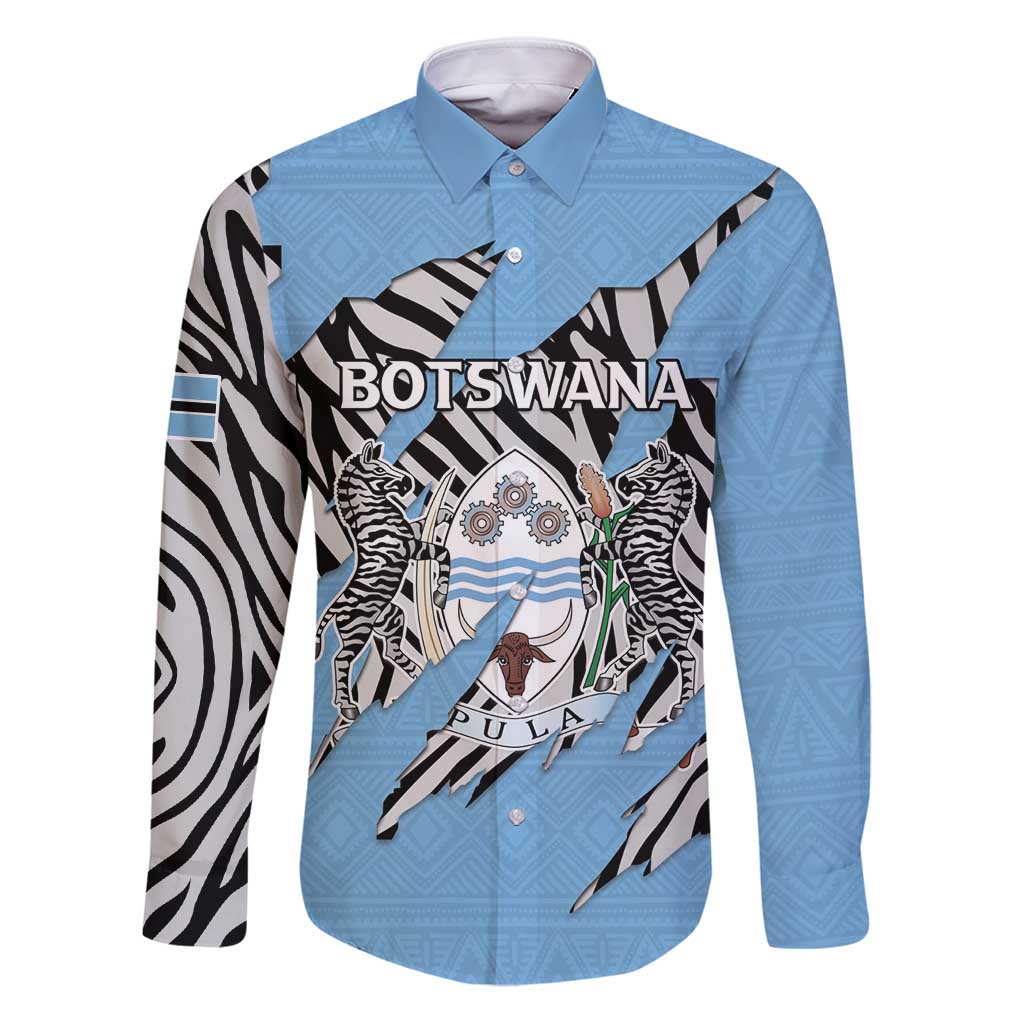 Personalized Botswana Family Matching Puletasi and Hawaiian Shirt Coat Of Arms With Map - African and Zebra Patterns