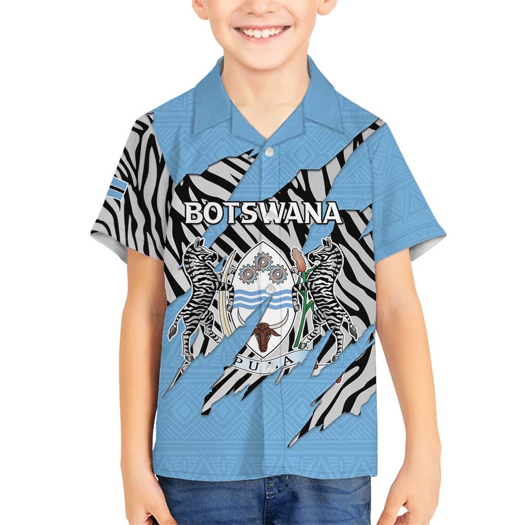 Personalized Botswana Family Matching Tank Maxi Dress and Hawaiian Shirt Coat Of Arms With Map - African and Zebra Patterns