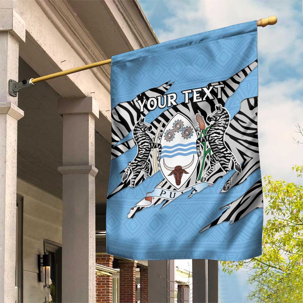 Personalized Botswana Garden Flag Coat Of Arms With Map - African and Zebra Patterns
