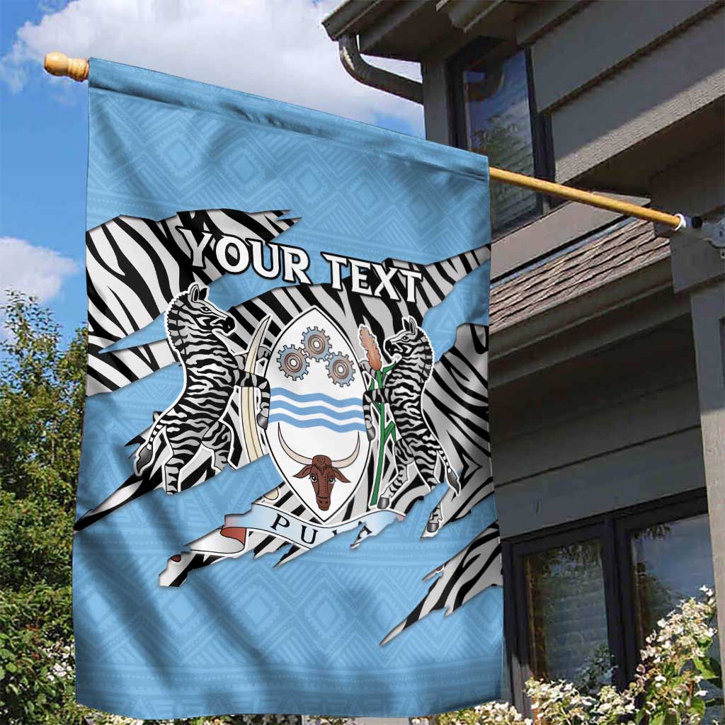 Personalized Botswana Garden Flag Coat Of Arms With Map - African and Zebra Patterns