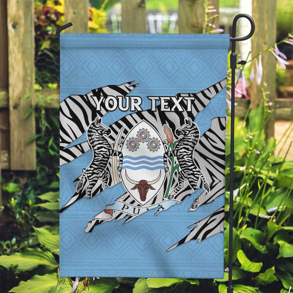 Personalized Botswana Garden Flag Coat Of Arms With Map - African and Zebra Patterns