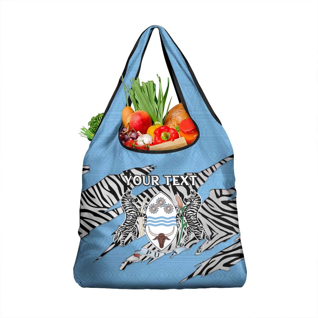 Personalized Botswana Grocery Bag Coat Of Arms With Map - African and Zebra Patterns