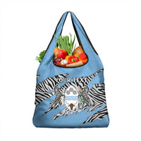Personalized Botswana Grocery Bag Coat Of Arms With Map - African and Zebra Patterns
