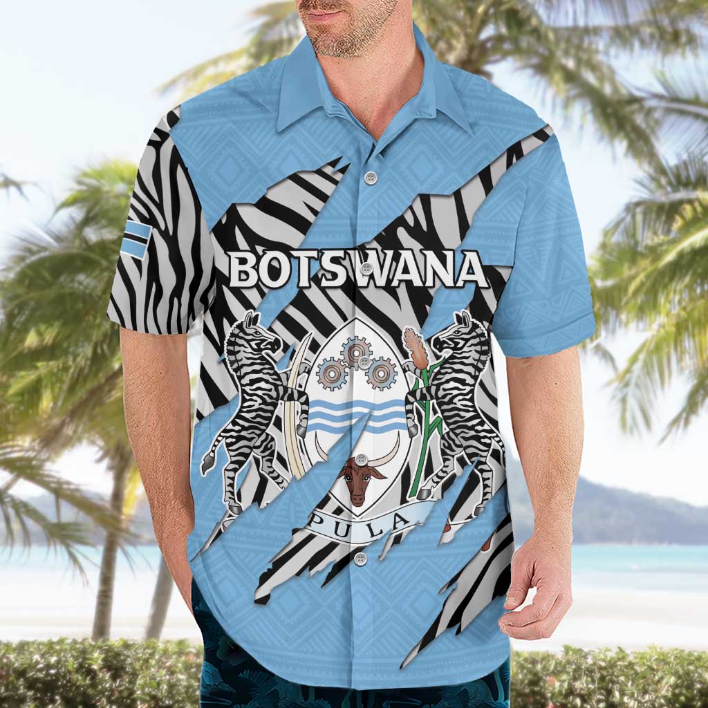 Personalized Botswana Hawaiian Shirt Coat Of Arms With Map - African and Zebra Patterns