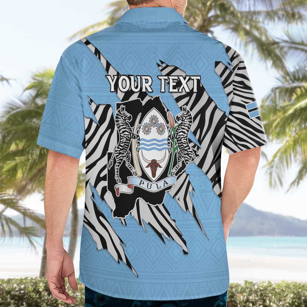 Personalized Botswana Hawaiian Shirt Coat Of Arms With Map - African and Zebra Patterns