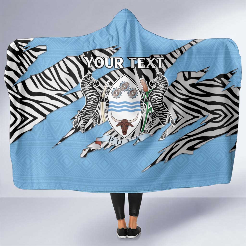 Personalized Botswana Hooded Blanket Coat Of Arms With Map - African and Zebra Patterns