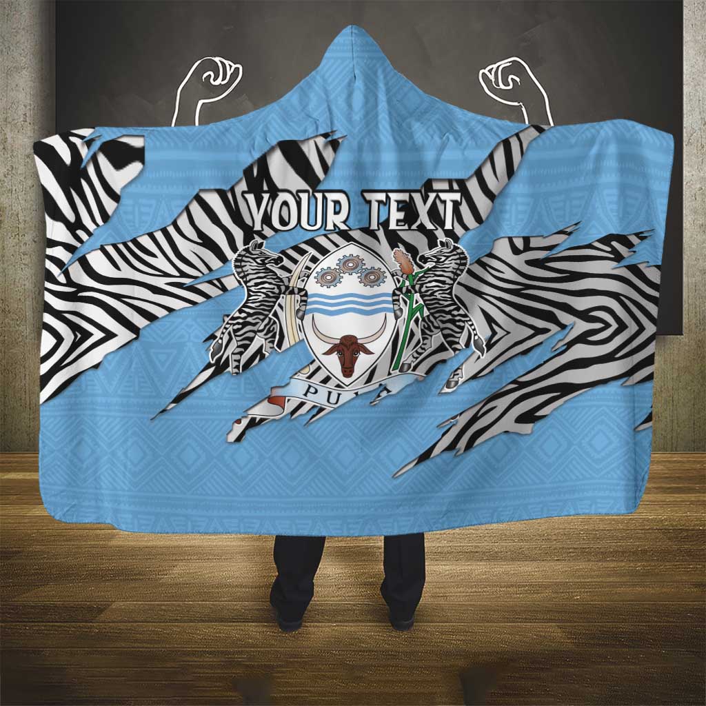 Personalized Botswana Hooded Blanket Coat Of Arms With Map - African and Zebra Patterns