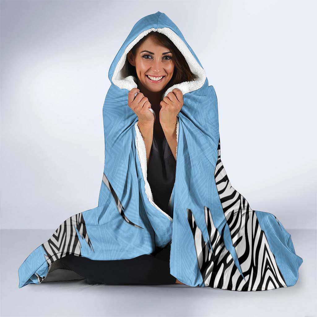 Personalized Botswana Hooded Blanket Coat Of Arms With Map - African and Zebra Patterns