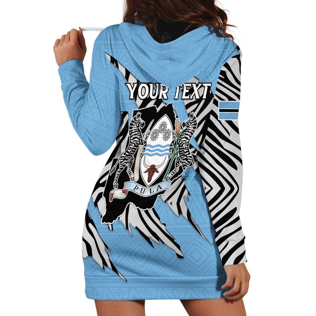 Personalized Botswana Hoodie Dress Coat Of Arms With Map - African and Zebra Patterns