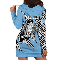 Personalized Botswana Hoodie Dress Coat Of Arms With Map - African and Zebra Patterns
