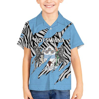 Personalized Botswana Kid Hawaiian Shirt Coat Of Arms With Map - African and Zebra Patterns
