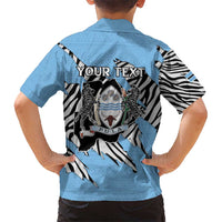 Personalized Botswana Kid Hawaiian Shirt Coat Of Arms With Map - African and Zebra Patterns