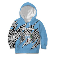Personalized Botswana Kid Hoodie Coat Of Arms With Map - African and Zebra Patterns