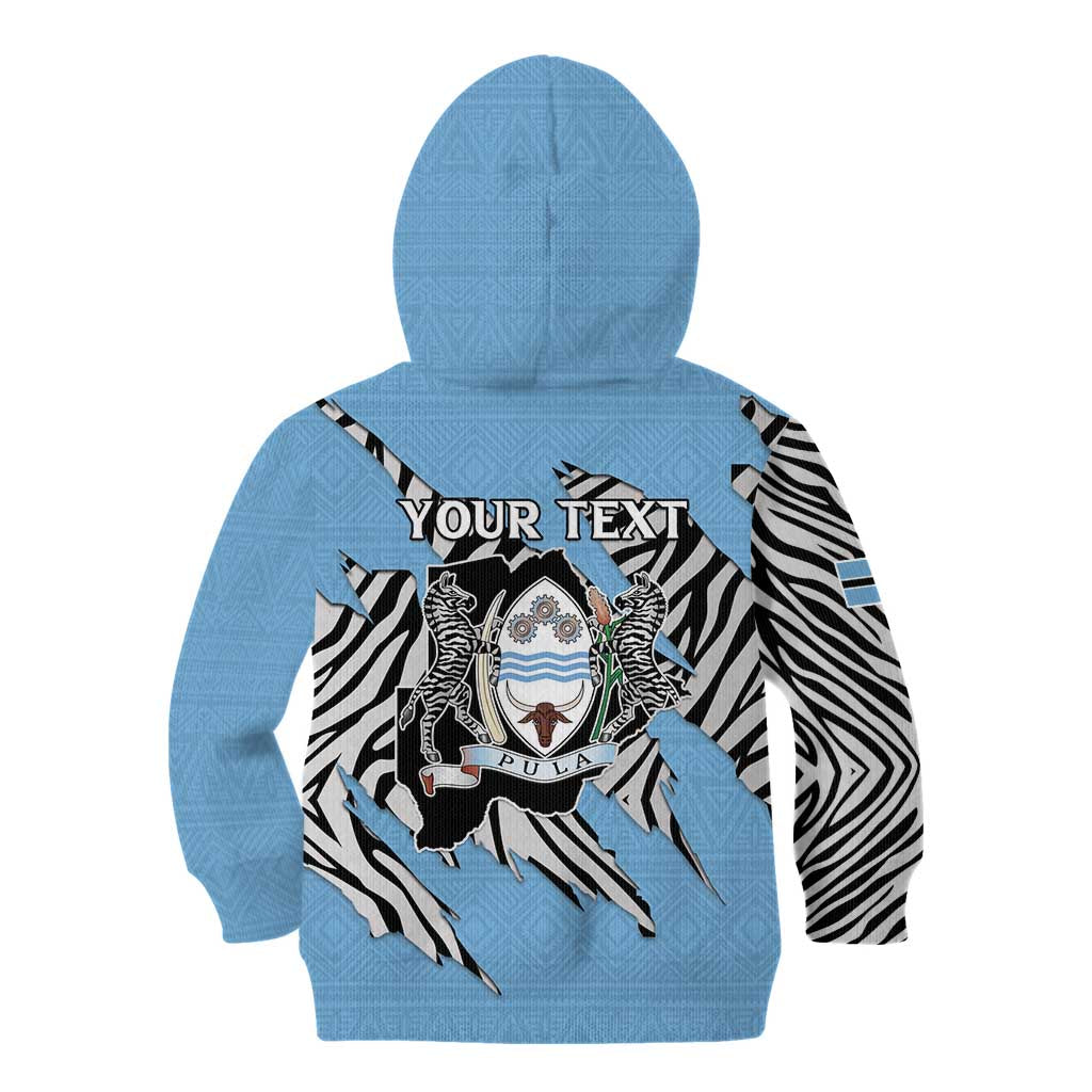 Personalized Botswana Kid Hoodie Coat Of Arms With Map - African and Zebra Patterns