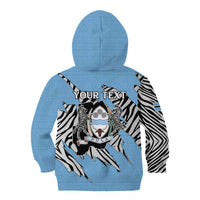 Personalized Botswana Kid Hoodie Coat Of Arms With Map - African and Zebra Patterns