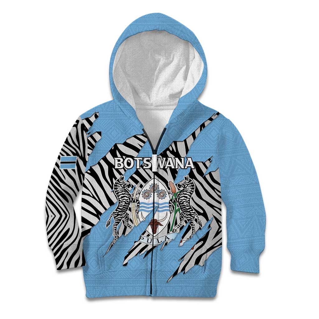 Personalized Botswana Kid Hoodie Coat Of Arms With Map - African and Zebra Patterns