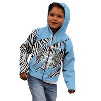 Personalized Botswana Kid Hoodie Coat Of Arms With Map - African and Zebra Patterns