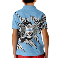 Personalized Botswana Kid Polo Shirt Coat Of Arms With Map - African and Zebra Patterns