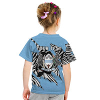 Personalized Botswana Kid T Shirt Coat Of Arms With Map - African and Zebra Patterns