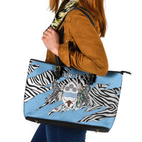 Personalized Botswana Leather Tote Bag Coat Of Arms With Map - African and Zebra Patterns