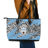 Personalized Botswana Leather Tote Bag Coat Of Arms With Map - African and Zebra Patterns