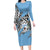 Personalized Botswana Long Sleeve Bodycon Dress Coat Of Arms With Map - African and Zebra Patterns