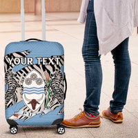 Personalized Botswana Luggage Cover Coat Of Arms With Map - African and Zebra Patterns