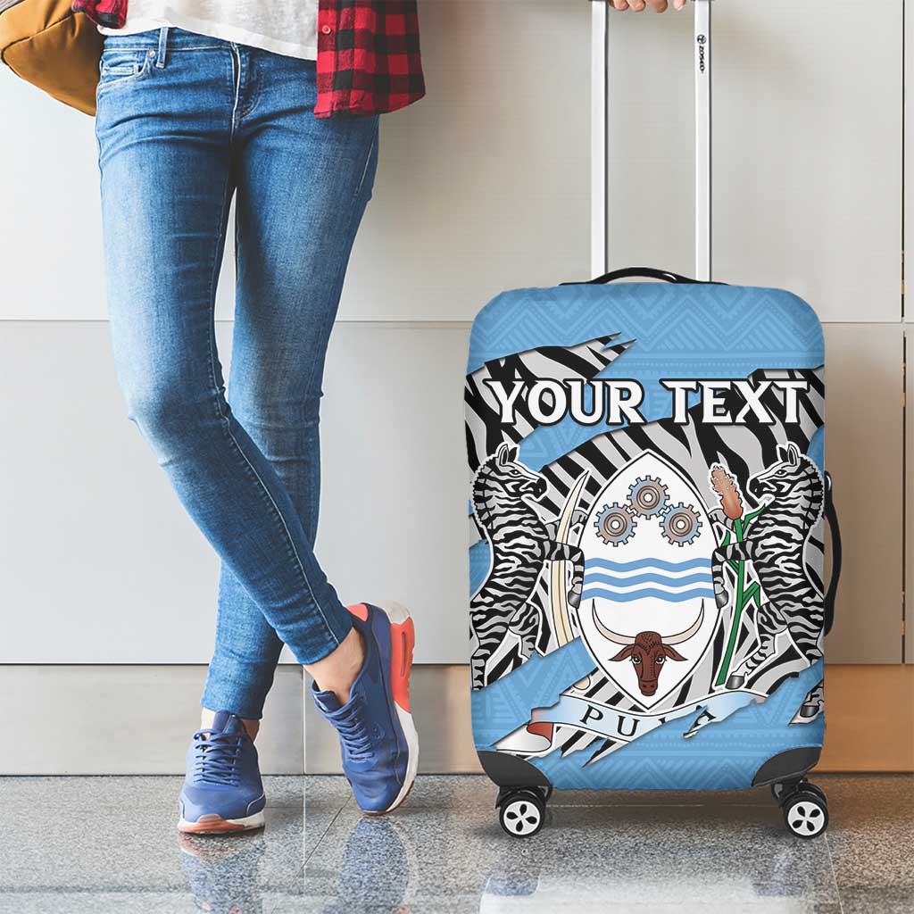 Personalized Botswana Luggage Cover Coat Of Arms With Map - African and Zebra Patterns