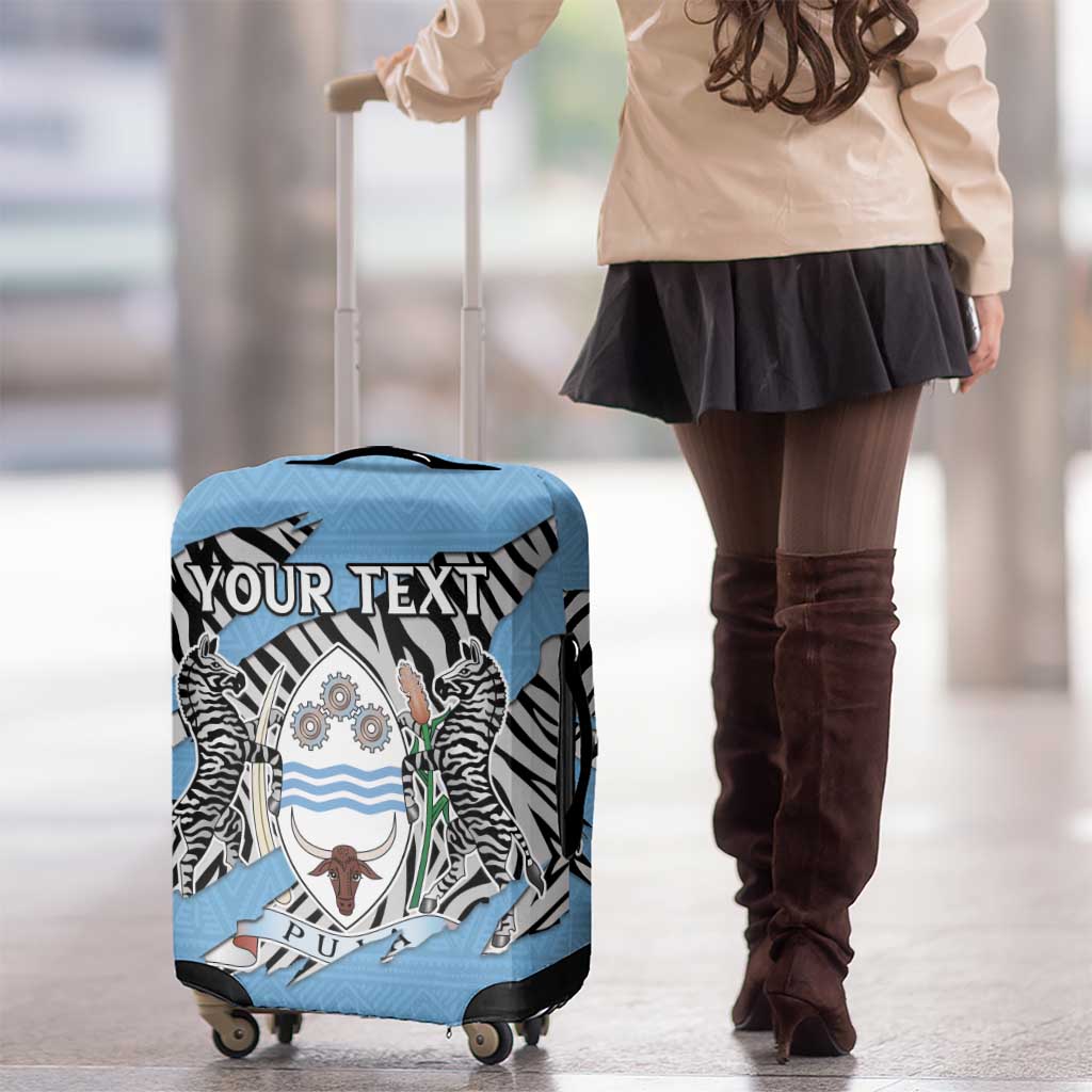 Personalized Botswana Luggage Cover Coat Of Arms With Map - African and Zebra Patterns