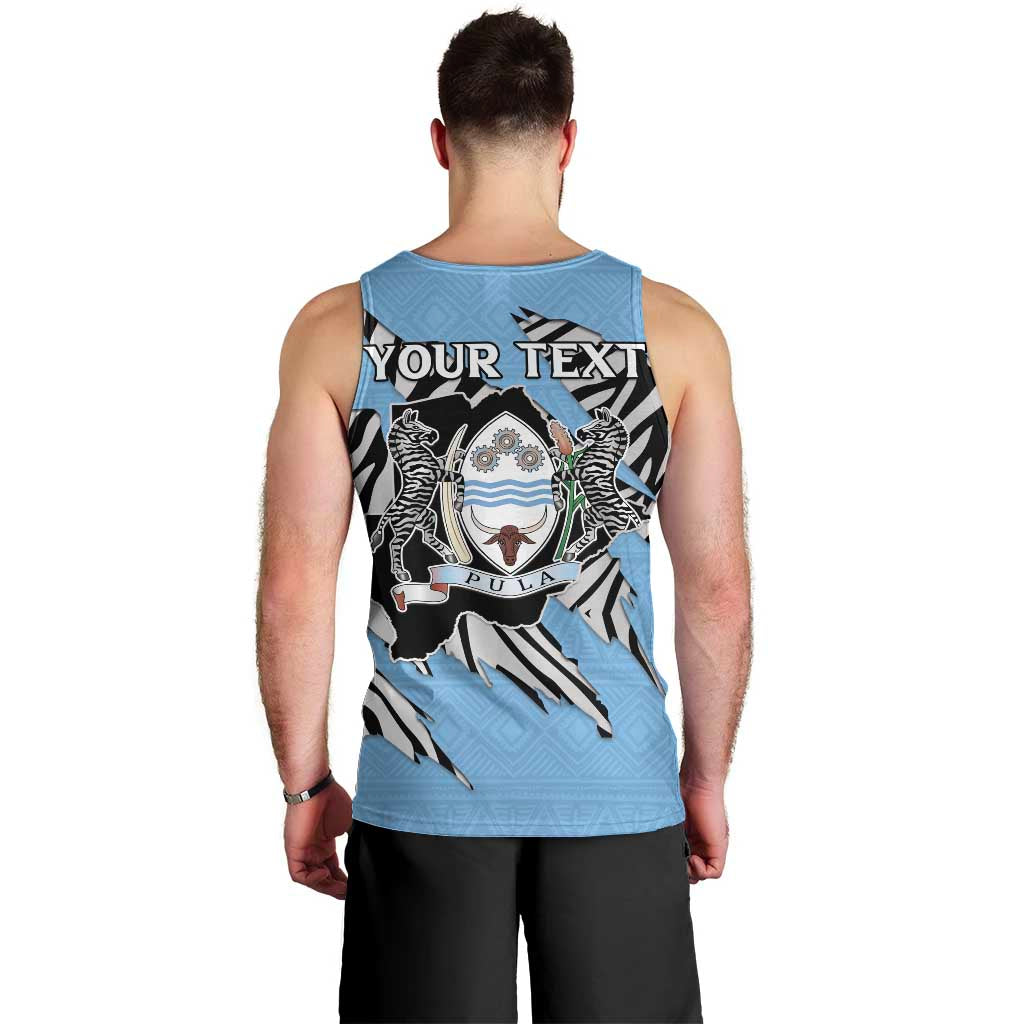 Personalized Botswana Men Tank Top Coat Of Arms With Map - African and Zebra Patterns