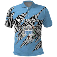 Personalized Botswana Polo Shirt Coat Of Arms With Map - African and Zebra Patterns