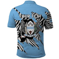 Personalized Botswana Polo Shirt Coat Of Arms With Map - African and Zebra Patterns