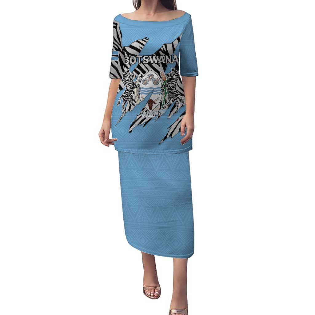 Personalized Botswana Puletasi Coat Of Arms With Map - African and Zebra Patterns