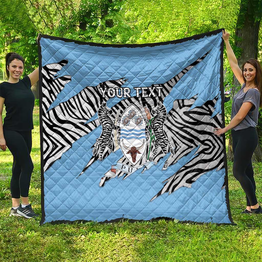 Personalized Botswana Quilt Coat Of Arms With Map - African and Zebra Patterns