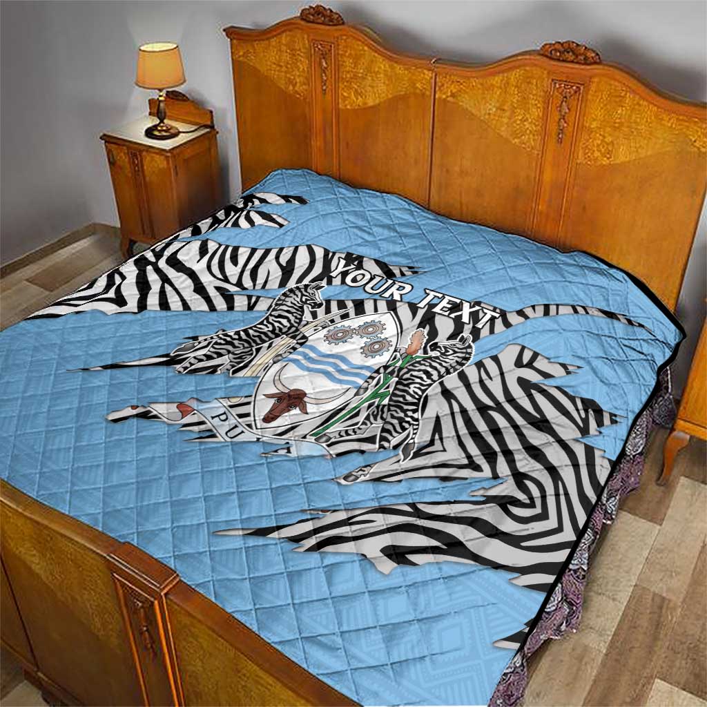 Personalized Botswana Quilt Coat Of Arms With Map - African and Zebra Patterns