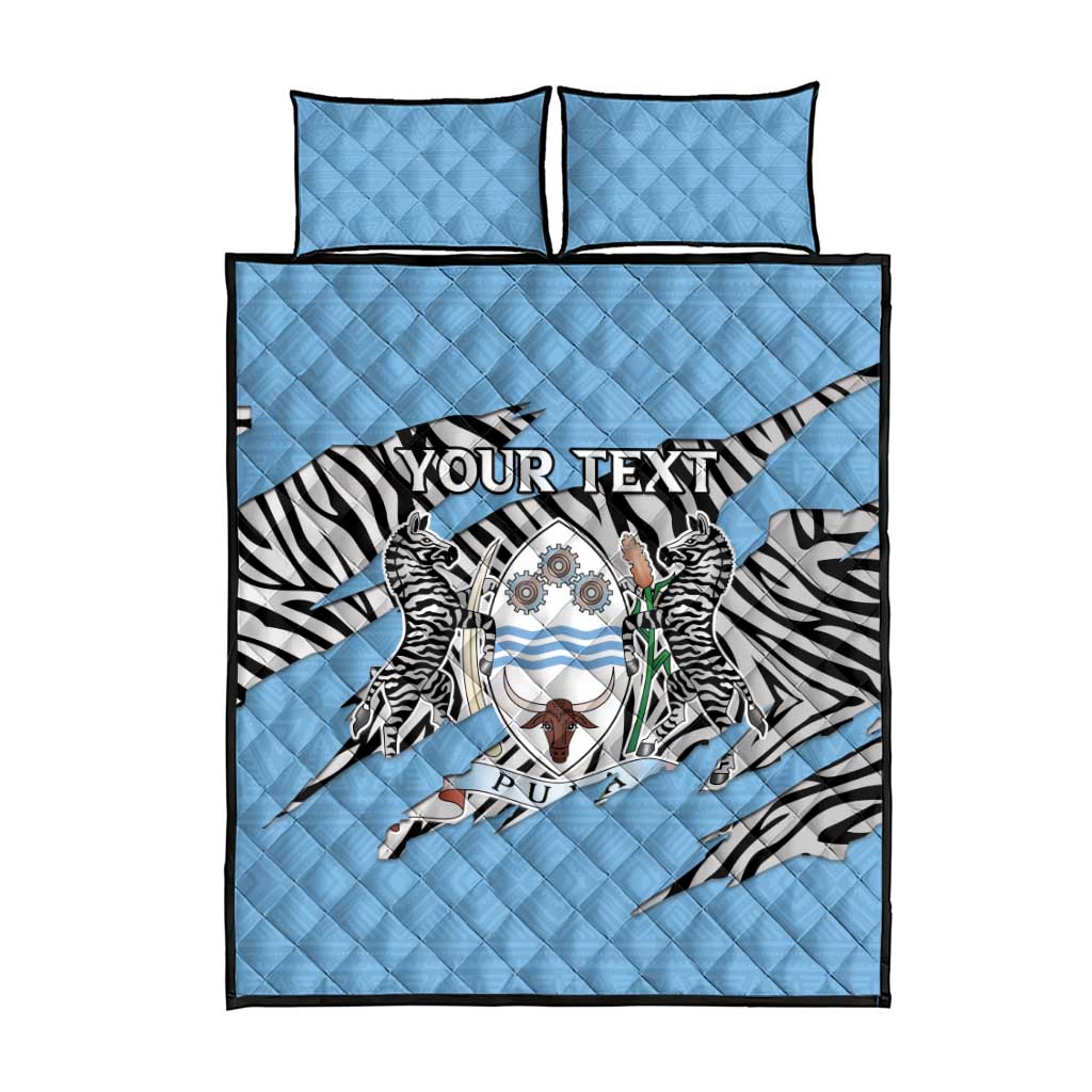 Personalized Botswana Quilt Bed Set Coat Of Arms With Map - African and Zebra Patterns