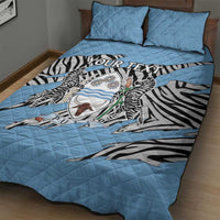 Personalized Botswana Quilt Bed Set Coat Of Arms With Map - African and Zebra Patterns